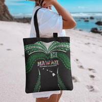 Hawaii Rainbow Warriors Tote Bag Polynesian Motif Black Color