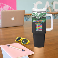 Custom Hawaii Rainbow Warriors Tumbler With Handle Polynesian Motif Black Color
