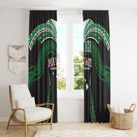Hawaii Rainbow Warriors Window Curtain Polynesian Motif Black Color