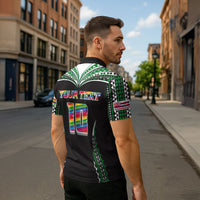 Custom Hawaii Rainbow Warriors Zipper Polo Shirt Polynesian Motif Black Color