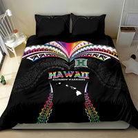 Hawaii Rainbow Warriors Bedding Set Polynesian Motif Special Edition Rainbow Gradient