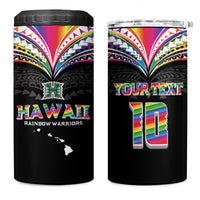 Custom Hawaii Rainbow Warriors 4 in 1 Can Cooler Tumbler Polynesian Motif Special Edition Rainbow Gradient