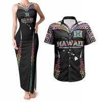 Custom Hawaii Rainbow Warriors Couples Matching Tank Maxi Dress and Hawaiian Shirt Polynesian Motif Special Edition Rainbow Gradient