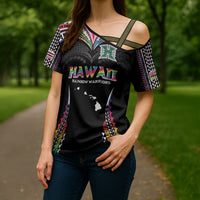 Custom Hawaii Rainbow Warriors Cross Shoulder Shirt Polynesian Motif Special Edition Rainbow Gradient