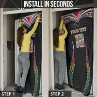 Custom Hawaii Rainbow Warriors Door Cover Polynesian Motif Special Edition Rainbow Gradient