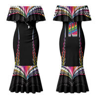 Custom Hawaii Rainbow Warriors Family Matching Mermaid Dress and Hawaiian Shirt Polynesian Motif Special Edition Rainbow Gradient