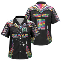 Custom Hawaii Rainbow Warriors Family Matching Off The Shoulder Long Sleeve Dress and Hawaiian Shirt Polynesian Motif Special Edition Rainbow Gradient