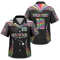 Custom Hawaii Rainbow Warriors Family Matching Off Shoulder Short Dress and Hawaiian Shirt Polynesian Motif Special Edition Rainbow Gradient