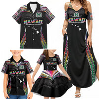 Custom Hawaii Rainbow Warriors Family Matching Summer Maxi Dress and Hawaiian Shirt Polynesian Motif Special Edition Rainbow Gradient