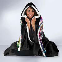 Hawaii Rainbow Warriors Hooded Blanket Polynesian Motif Special Edition Rainbow Gradient