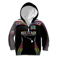 Custom Hawaii Rainbow Warriors Kid Hoodie Polynesian Motif Special Edition Rainbow Gradient
