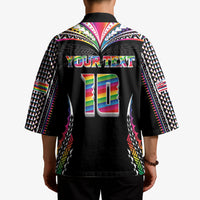 Custom Hawaii Rainbow Warriors Kimono Polynesian Motif Special Edition Rainbow Gradient