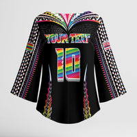 Custom Hawaii Rainbow Warriors Kimono Sleeve Blouse Polynesian Motif Special Edition Rainbow Gradient
