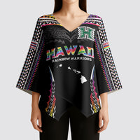 Custom Hawaii Rainbow Warriors Kimono Sleeve Blouse Polynesian Motif Special Edition Rainbow Gradient