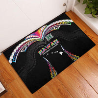 Hawaii Rainbow Warriors Rubber Doormat Polynesian Motif Special Edition Rainbow Gradient
