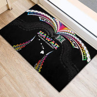 Hawaii Rainbow Warriors Rubber Doormat Polynesian Motif Special Edition Rainbow Gradient