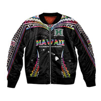 Custom Hawaii Rainbow Warriors Sleeve Zip Bomber Jacket Polynesian Motif Special Edition Rainbow Gradient