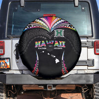 Hawaii Rainbow Warriors Spare Tire Cover Polynesian Motif Special Edition Rainbow Gradient