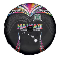 Hawaii Rainbow Warriors Spare Tire Cover Polynesian Motif Special Edition Rainbow Gradient