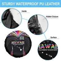 Hawaii Rainbow Warriors Spare Tire Cover Polynesian Motif Special Edition Rainbow Gradient