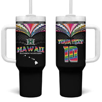 Custom Hawaii Rainbow Warriors Tumbler With Handle Polynesian Motif Special Edition Rainbow Gradient