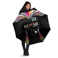 Hawaii Rainbow Warriors Umbrella Polynesian Motif Special Edition Rainbow Gradient