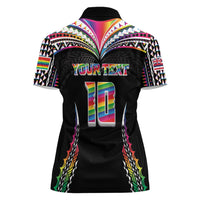Custom Hawaii Rainbow Warriors Women Polo Shirt Polynesian Motif Special Edition Rainbow Gradient