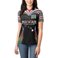 Custom Hawaii Rainbow Warriors Women Polo Shirt Polynesian Motif Special Edition Rainbow Gradient