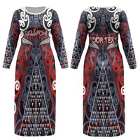 Personalised Aotearoa Iwi Ngapuhi Couples Matching Long Sleeve Bodycon Dress and Long Sleeve Button Shirt Maori Motif Tribal