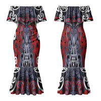Personalised Aotearoa Iwi Ngapuhi Couples Matching Mermaid Dress and Long Sleeve Button Shirt Maori Motif Tribal