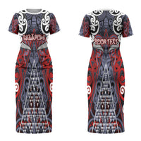Personalised Aotearoa Iwi Ngapuhi Couples Matching Short Sleeve Bodycon Dress and Long Sleeve Button Shirt Maori Motif Tribal