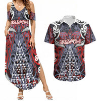 Personalised Aotearoa Iwi Ngapuhi Couples Matching Summer Maxi Dress and Hawaiian Shirt Maori Motif Tribal