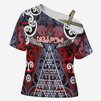 Personalised Aotearoa Iwi Ngapuhi Cross Shoulder Shirt Maori Motif Tribal