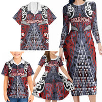 Personalised Aotearoa Iwi Ngapuhi Family Matching Long Sleeve Bodycon Dress and Hawaiian Shirt Maori Motif Tribal