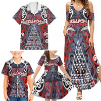 Personalised Aotearoa Iwi Ngapuhi Family Matching Summer Maxi Dress and Hawaiian Shirt Maori Motif Tribal