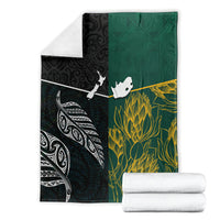 South Africa and New Zealand Blanket King Protea and Silver Fern Mix Culture Pattern LT03 - Polynesian Pride