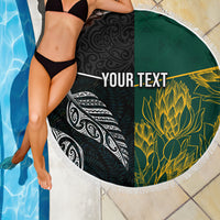 Personalised South Africa and New Zealand Beach Blanket King Protea and Silver Fern Mix Culture Pattern LT03 - Polynesian Pride