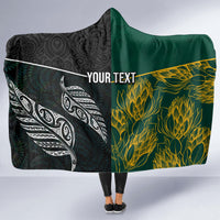 Personalised South Africa and New Zealand Hooded Blanket King Protea and Silver Fern Mix Culture Pattern LT03 - Polynesian Pride