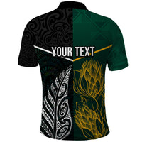 Personalised South Africa and New Zealand Polo Shirt King Protea and Silver Fern Mix Culture Pattern LT03 - Polynesian Pride