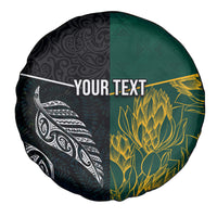 Personalised South Africa and New Zealand Spare Tire Cover King Protea and Silver Fern Mix Culture Pattern LT03 - Polynesian Pride