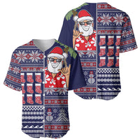 Hawaii Mele Kalikimaka Baseball Jersey Aloha and Christmas Elements Patchwork Blue Style LT03 - Polynesian Pride