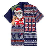 Hawaii Mele Kalikimaka Family Matching Off Shoulder Maxi Dress and Hawaiian Shirt Aloha and Christmas Elements Patchwork Blue Style LT03 - Polynesian Pride