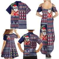 Hawaii Mele Kalikimaka Family Matching Summer Maxi Dress and Hawaiian Shirt Aloha and Christmas Elements Patchwork Blue Style LT03 - Polynesian Pride