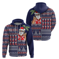 Hawaii Mele Kalikimaka Hoodie Aloha and Christmas Elements Patchwork Blue Style LT03 - Polynesian Pride