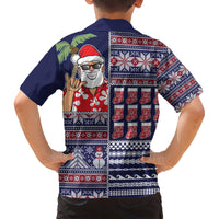 Hawaii Mele Kalikimaka Kid Hawaiian Shirt Aloha and Christmas Elements Patchwork Blue Style LT03 - Polynesian Pride