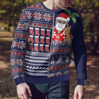 Hawaii Mele Kalikimaka Ugly Christmas Sweater Aloha and Christmas Elements Patchwork Blue Style LT03 - Polynesian Pride