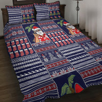 Hawaii Mele Kalikimaka Quilt Bed Set Aloha and Christmas Elements Patchwork Blue Style LT03 - Polynesian Pride