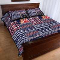 Hawaii Mele Kalikimaka Quilt Bed Set Aloha and Christmas Elements Patchwork Blue Style LT03 - Polynesian Pride