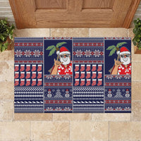 Hawaii Mele Kalikimaka Rubber Doormat Aloha and Christmas Elements Patchwork Blue Style LT03 - Polynesian Pride