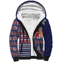 Hawaii Mele Kalikimaka Sherpa Hoodie Aloha and Christmas Elements Patchwork Blue Style LT03 Unisex Blue - Polynesian Pride